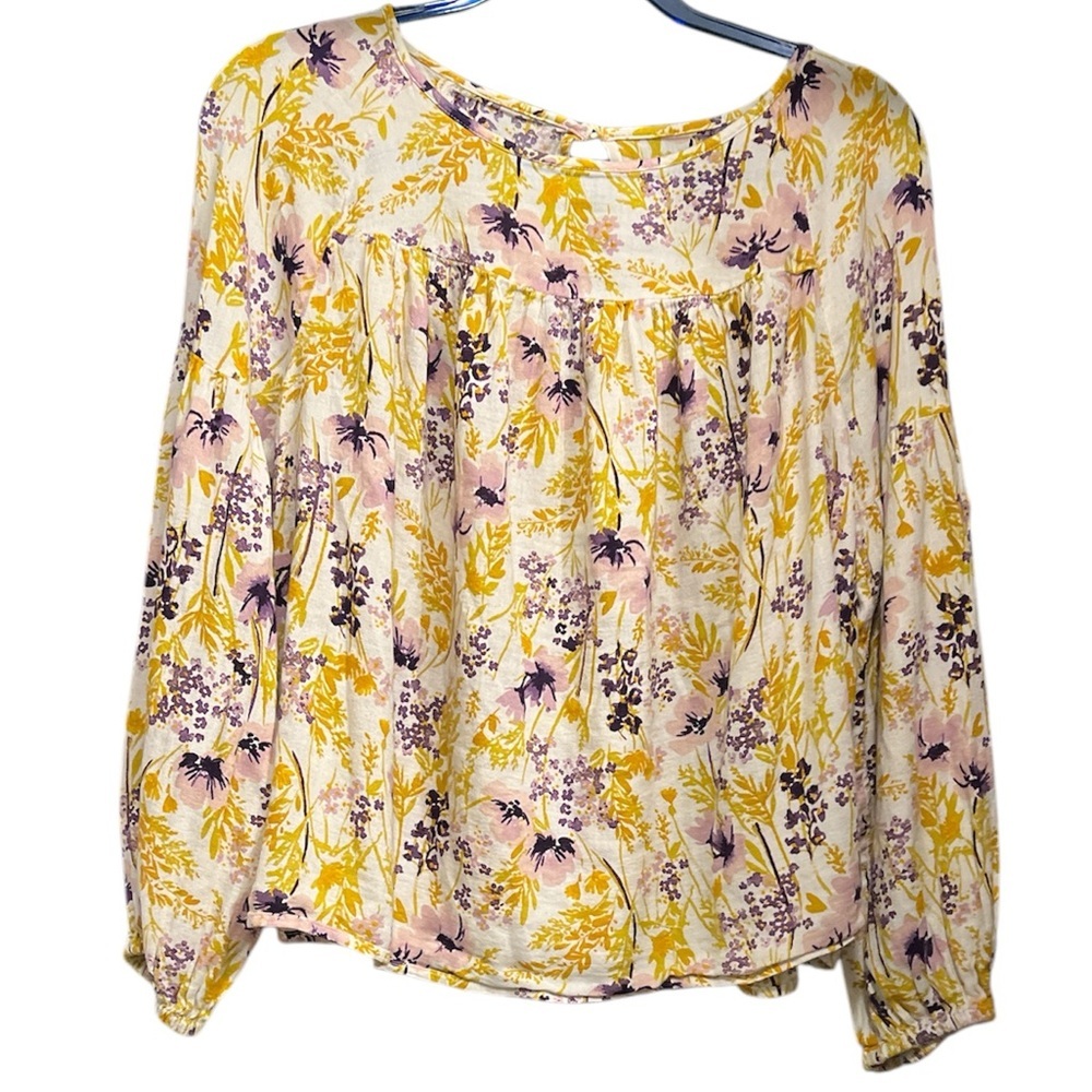 Old Navy 100% Cotton Long Sleeve Blouse - (Abstract Floral)  size Large